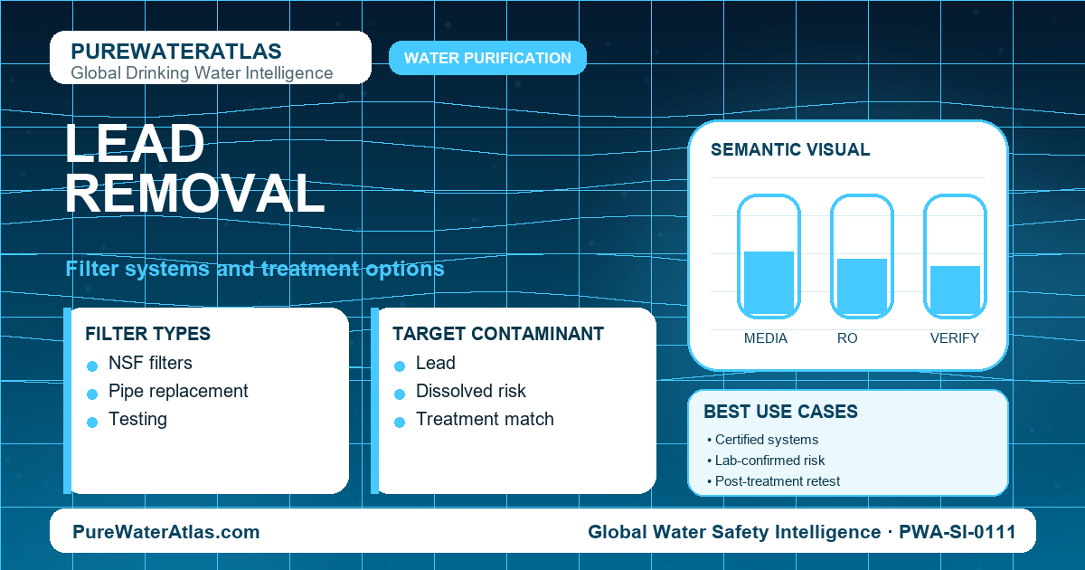 Lead removal infographic showing filtration options