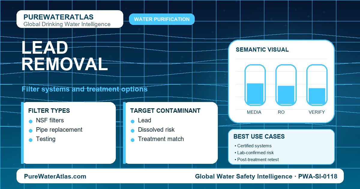 Lead removal infographic showing filtration options