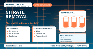 Nitrate removal infographic showing filtration options