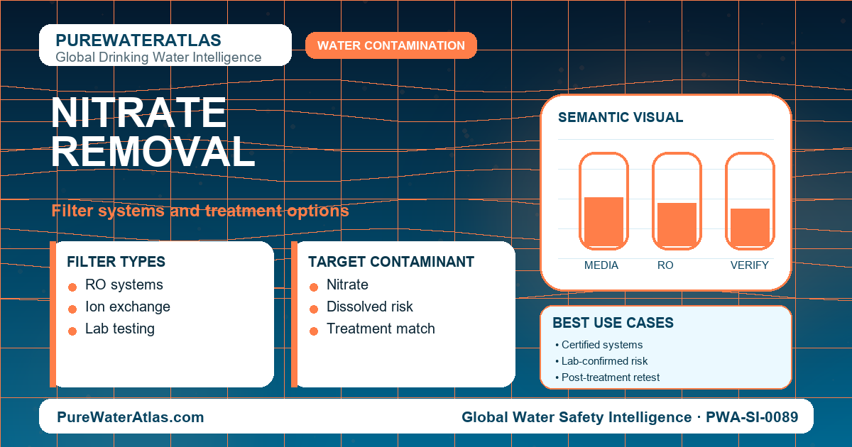 Nitrate removal infographic showing filtration options