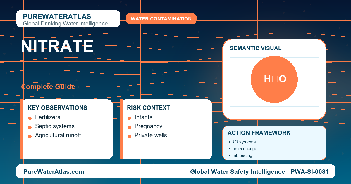 Nitrate drinking water guide infographic showing key risks