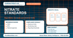 Nitrate standards infographic showing reference limits