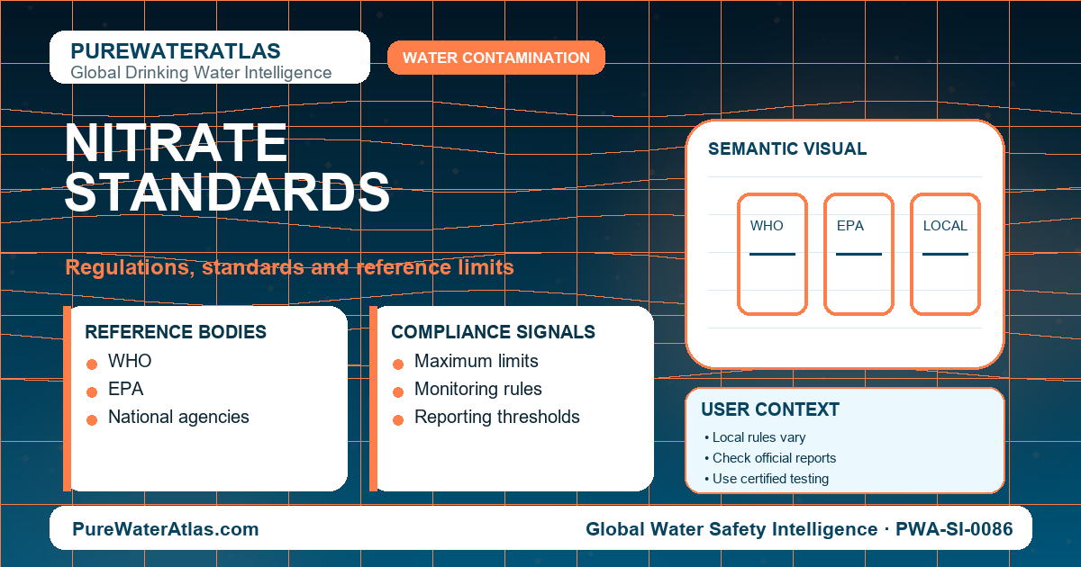Nitrate standards infographic showing reference limits