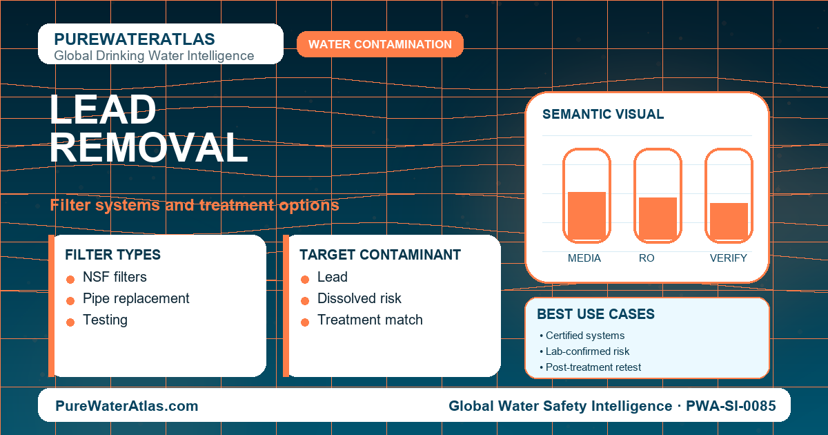 Lead removal infographic showing filtration options
