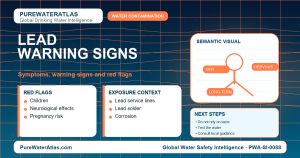 Lead warning signs infographic showing symptoms