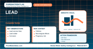 Lead drinking water guide infographic showing key risks