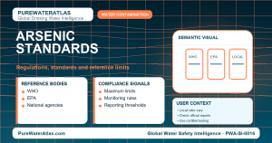 Arsenic standards infographic showing reference limits