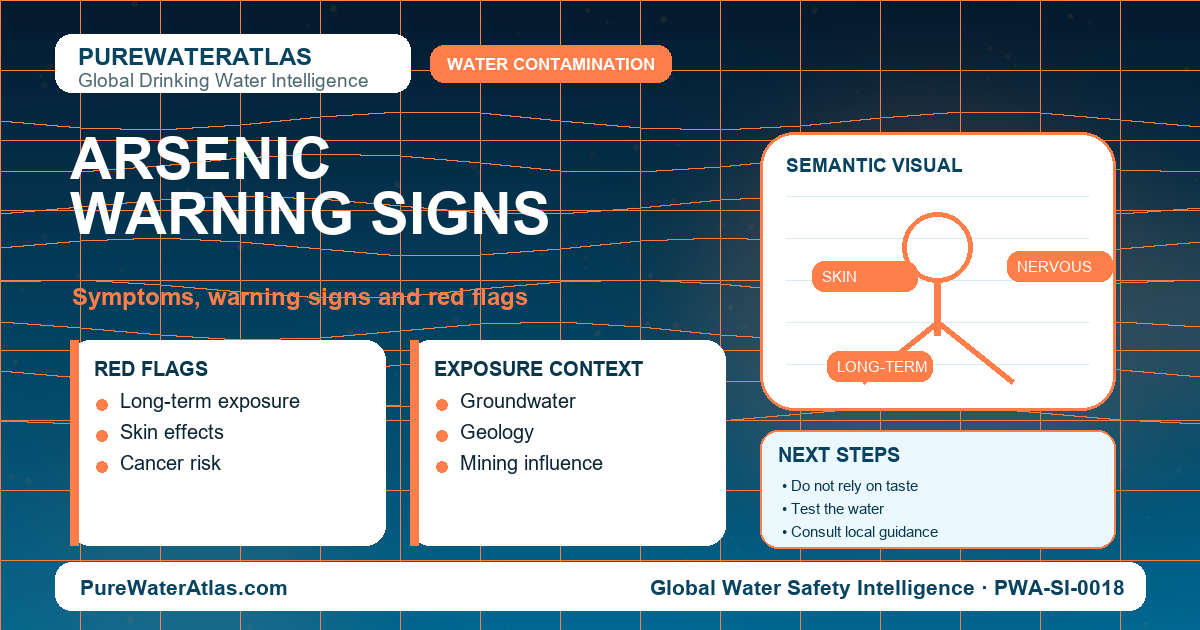 Arsenic warning signs infographic showing symptoms