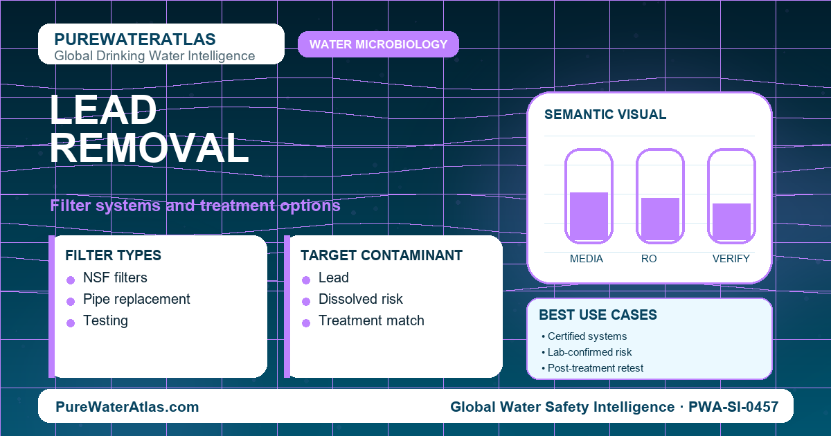 Lead removal infographic showing filtration options