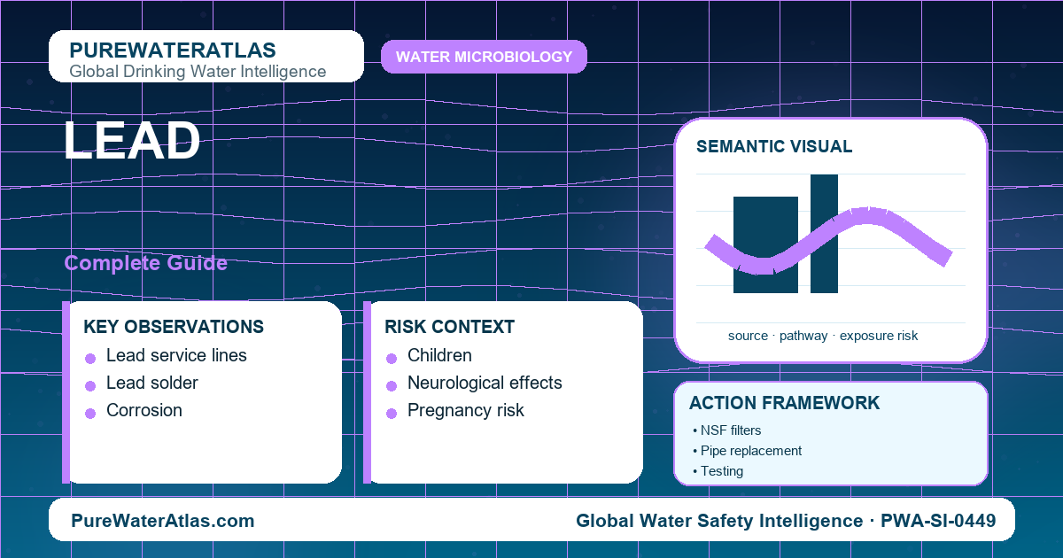 Lead drinking water guide infographic showing key risks
