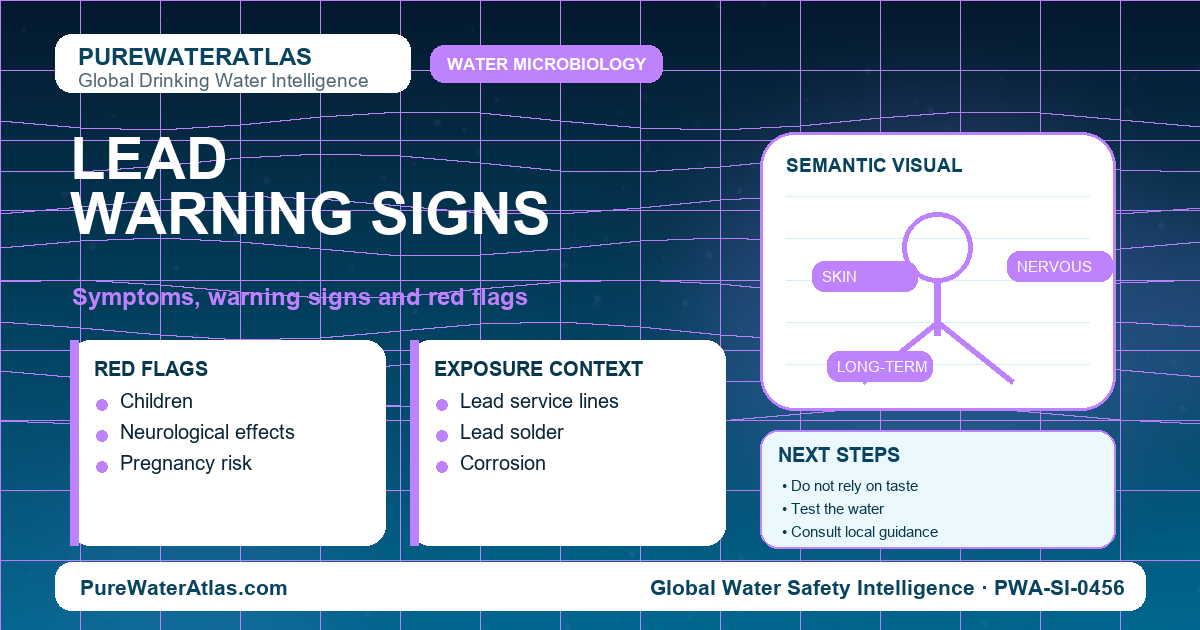 Lead warning signs infographic showing symptoms