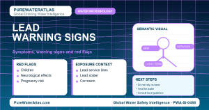 Lead warning signs infographic showing symptoms