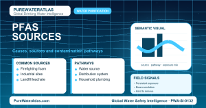 PFAS sources infographic showing contamination pathways