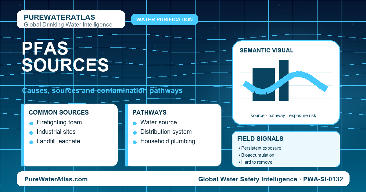 PFAS sources infographic showing contamination pathways