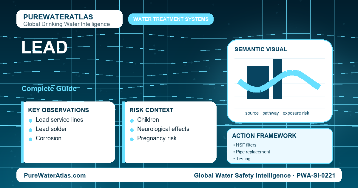 Lead drinking water guide infographic showing key risks