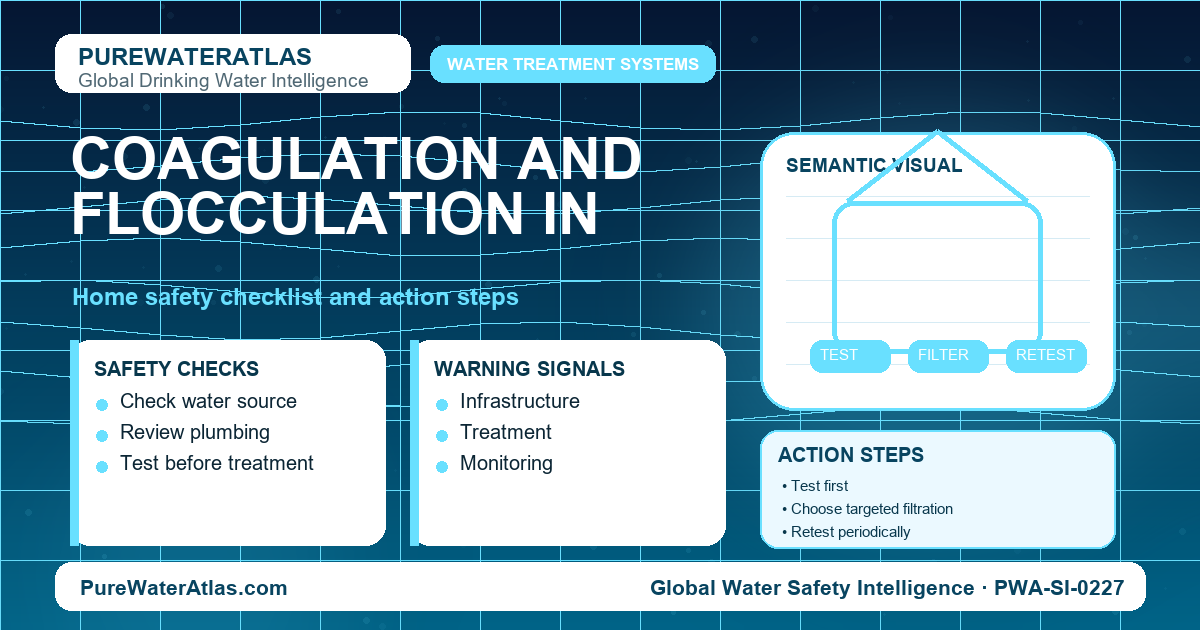 Chlorine home safety checklist infographic showing water testing
