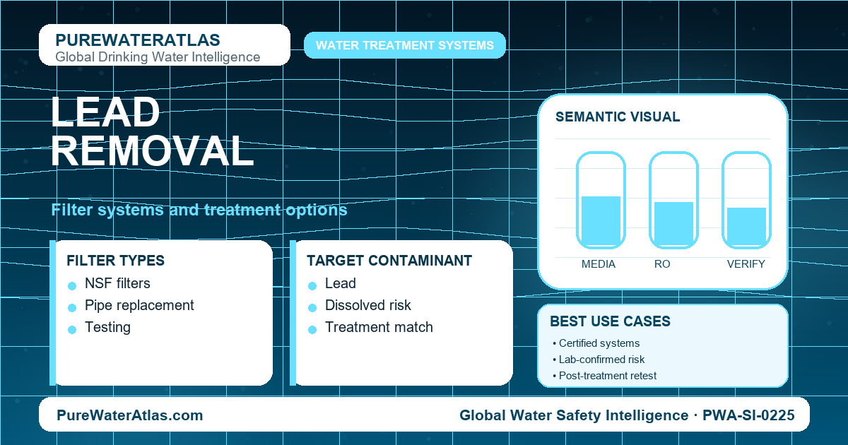 Lead removal infographic showing filtration options