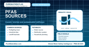 PFAS sources infographic showing contamination pathways