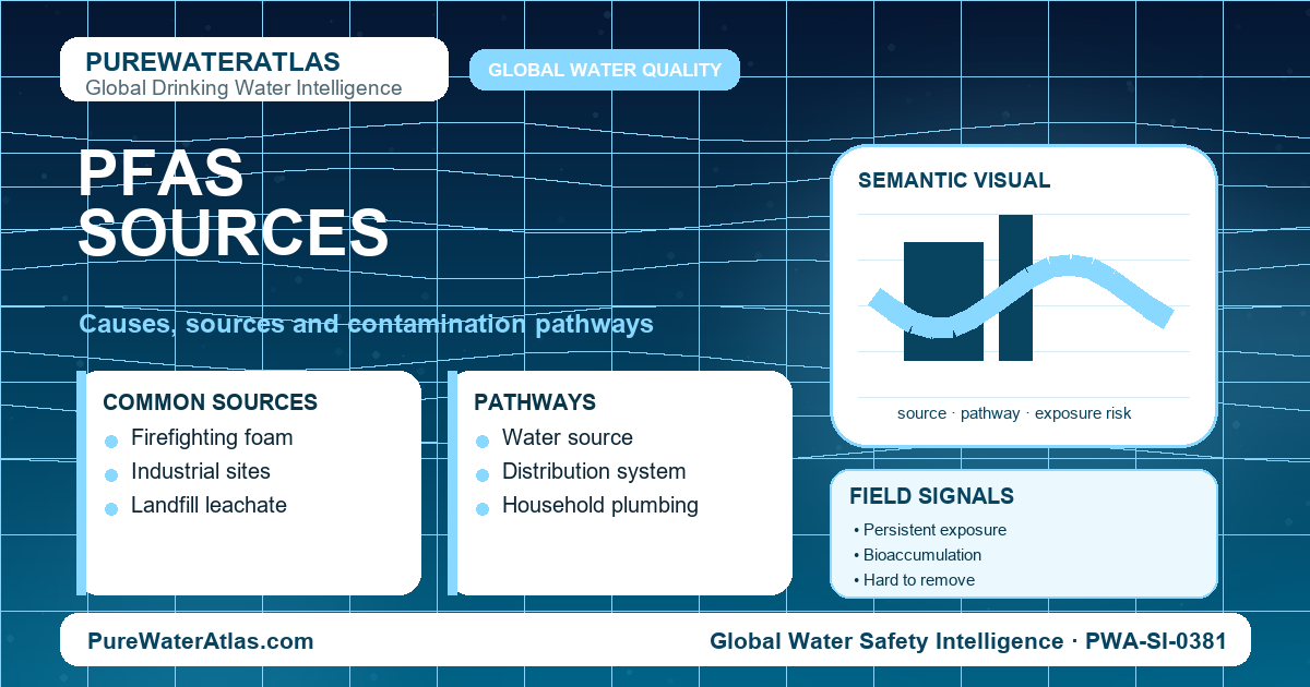 PFAS sources infographic showing contamination pathways