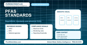 PFAS standards infographic showing reference limits