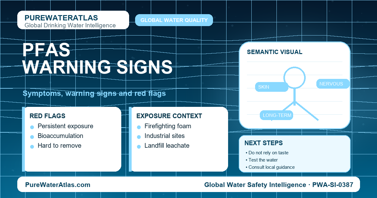 PFAS warning signs infographic showing symptoms