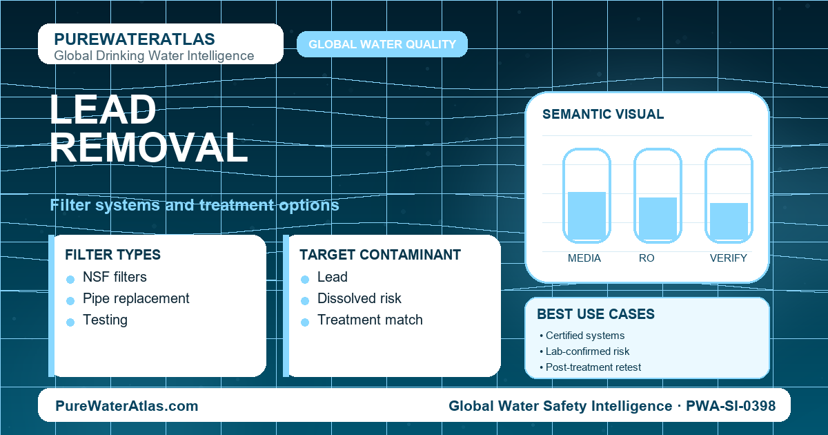 Lead removal infographic showing filtration options