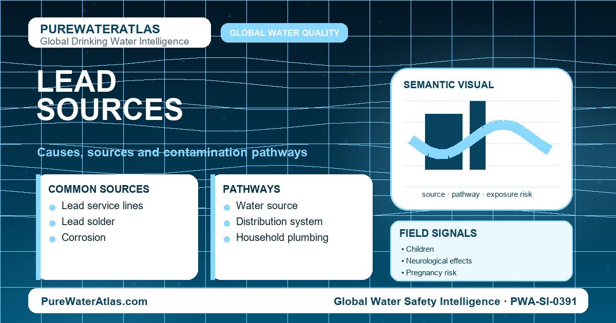 Lead sources infographic showing contamination pathways