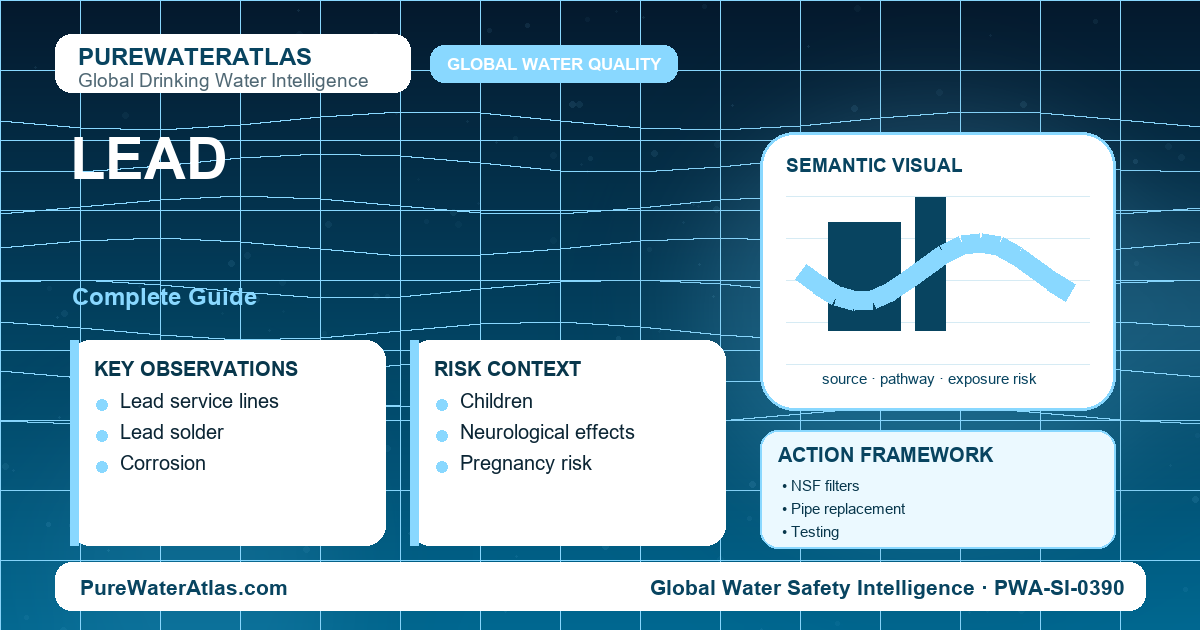 Lead drinking water guide infographic showing key risks