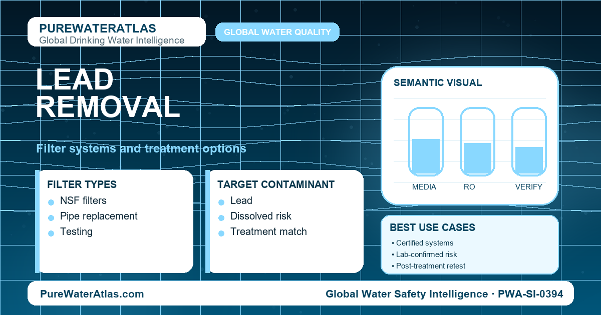 Lead removal infographic showing filtration options