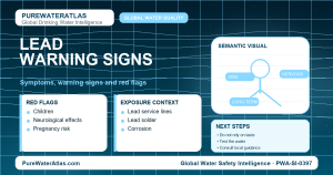 Lead warning signs infographic showing symptoms