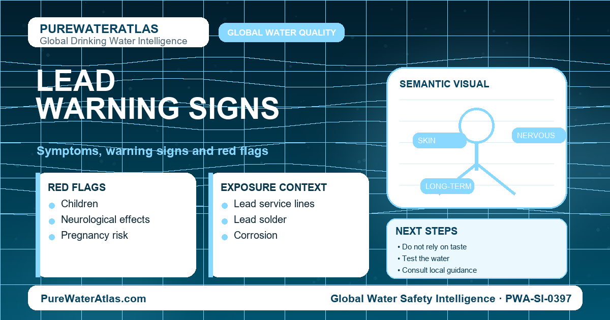 Lead warning signs infographic showing symptoms