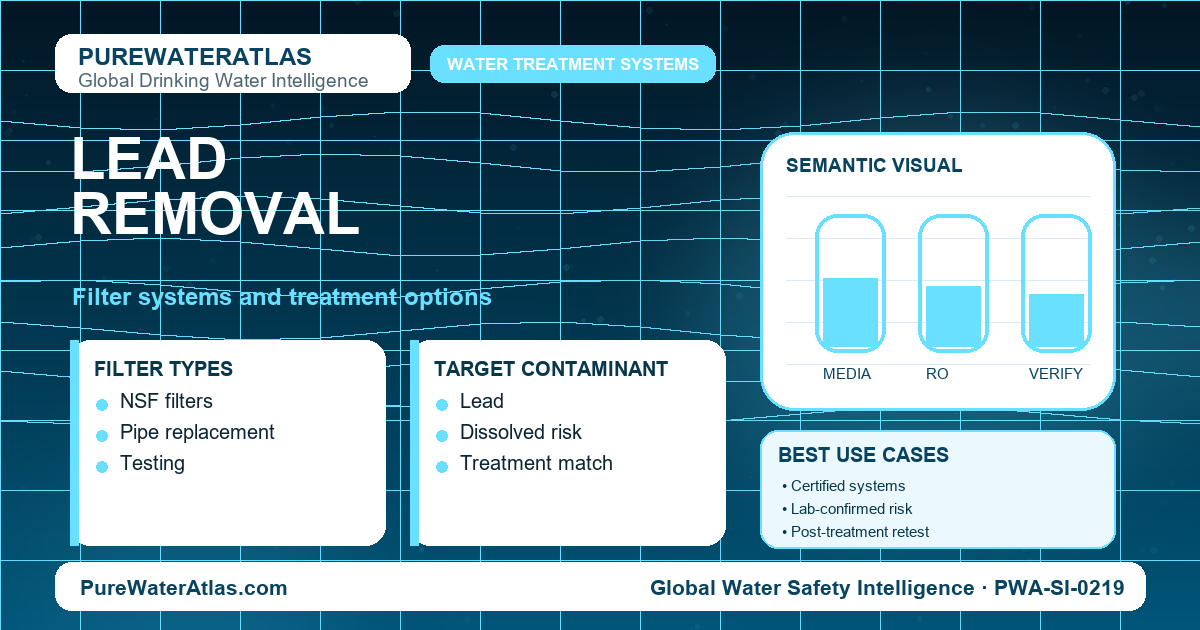 Lead removal infographic showing filtration options