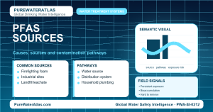 PFAS sources infographic showing contamination pathways