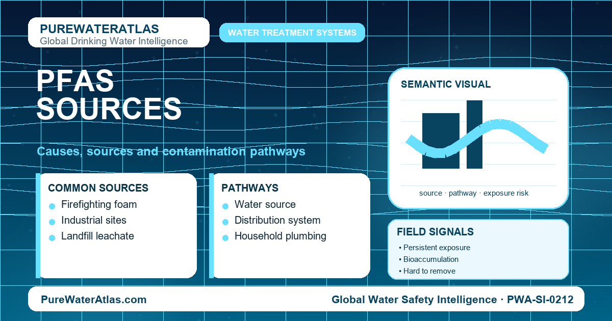 PFAS sources infographic showing contamination pathways