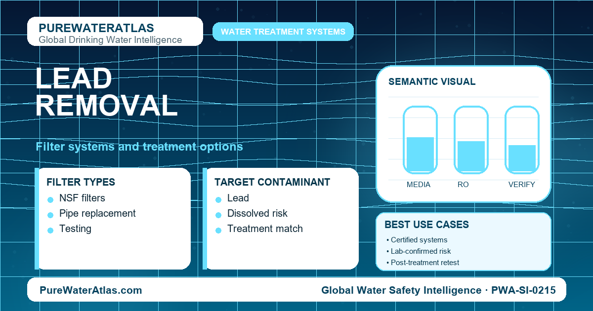 Lead removal infographic showing filtration options