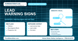 Lead warning signs infographic showing symptoms