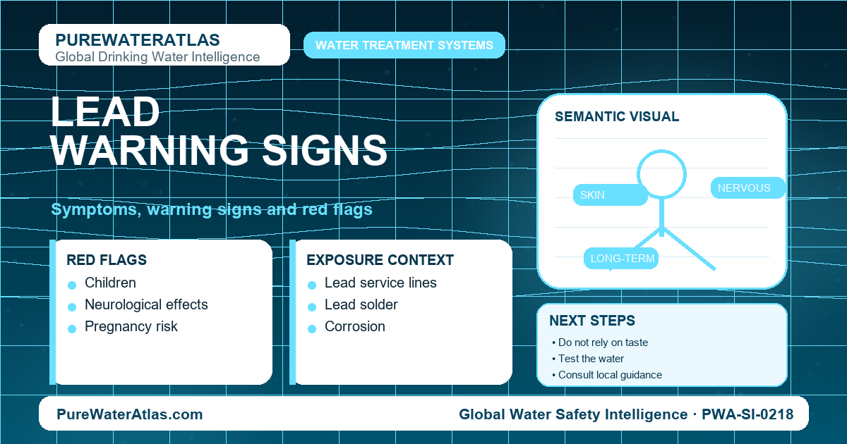 Lead warning signs infographic showing symptoms