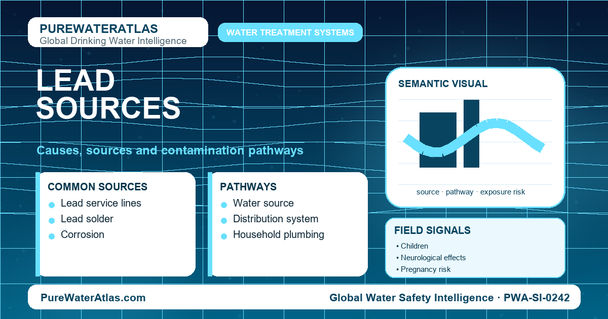 Lead sources infographic showing contamination pathways