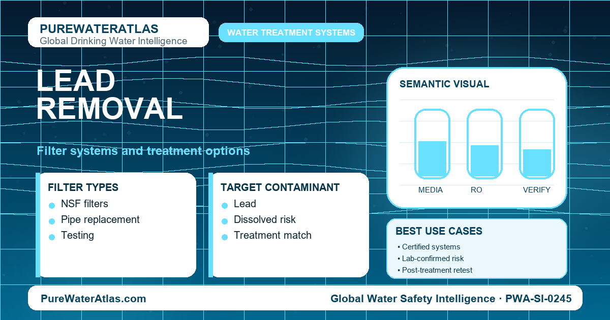 Lead removal infographic showing filtration options