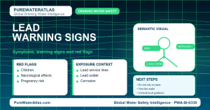 Lead warning signs infographic showing symptoms