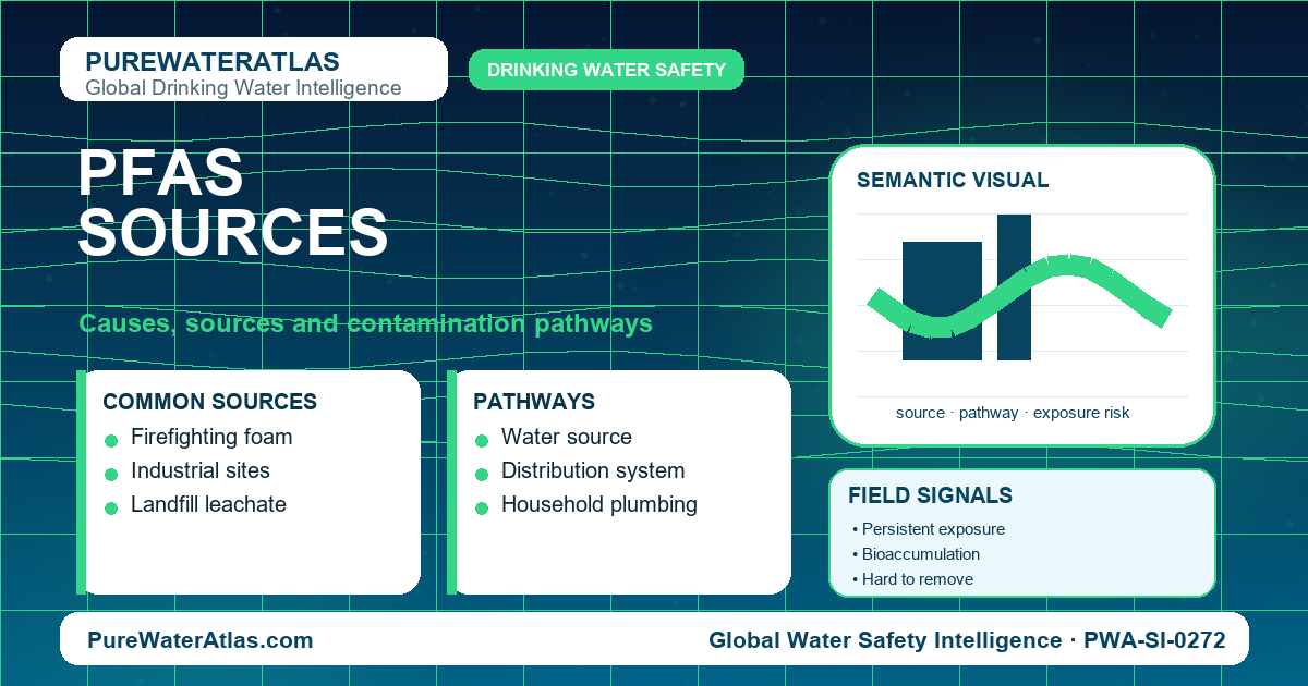 PFAS sources infographic showing contamination pathways