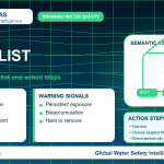 PFAS home safety checklist infographic showing water testing