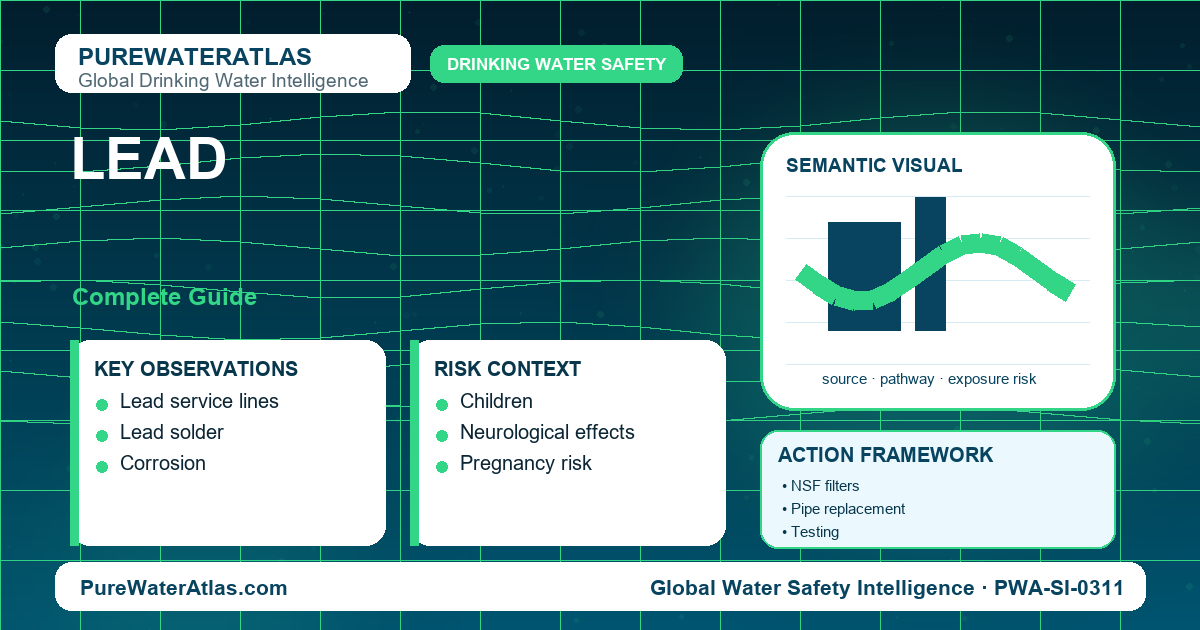 Lead drinking water guide infographic showing key risks