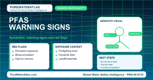 PFAS warning signs infographic showing symptoms
