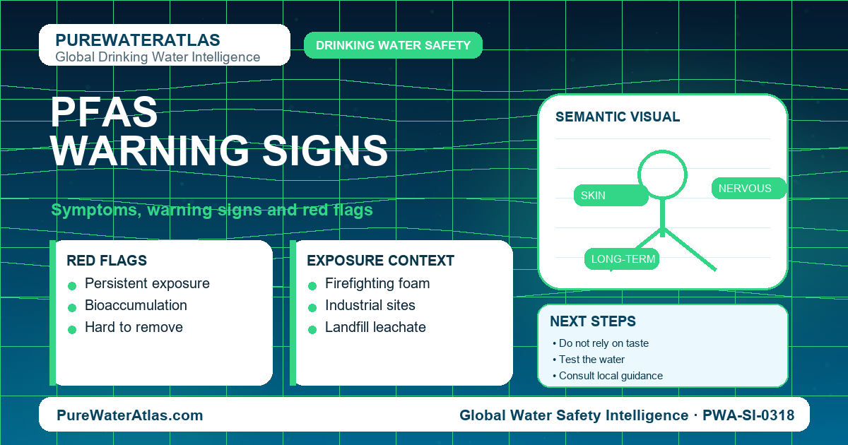 PFAS warning signs infographic showing symptoms