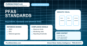 PFAS standards infographic showing reference limits