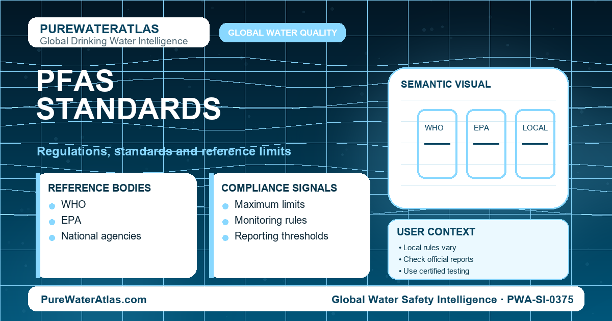PFAS standards infographic showing reference limits