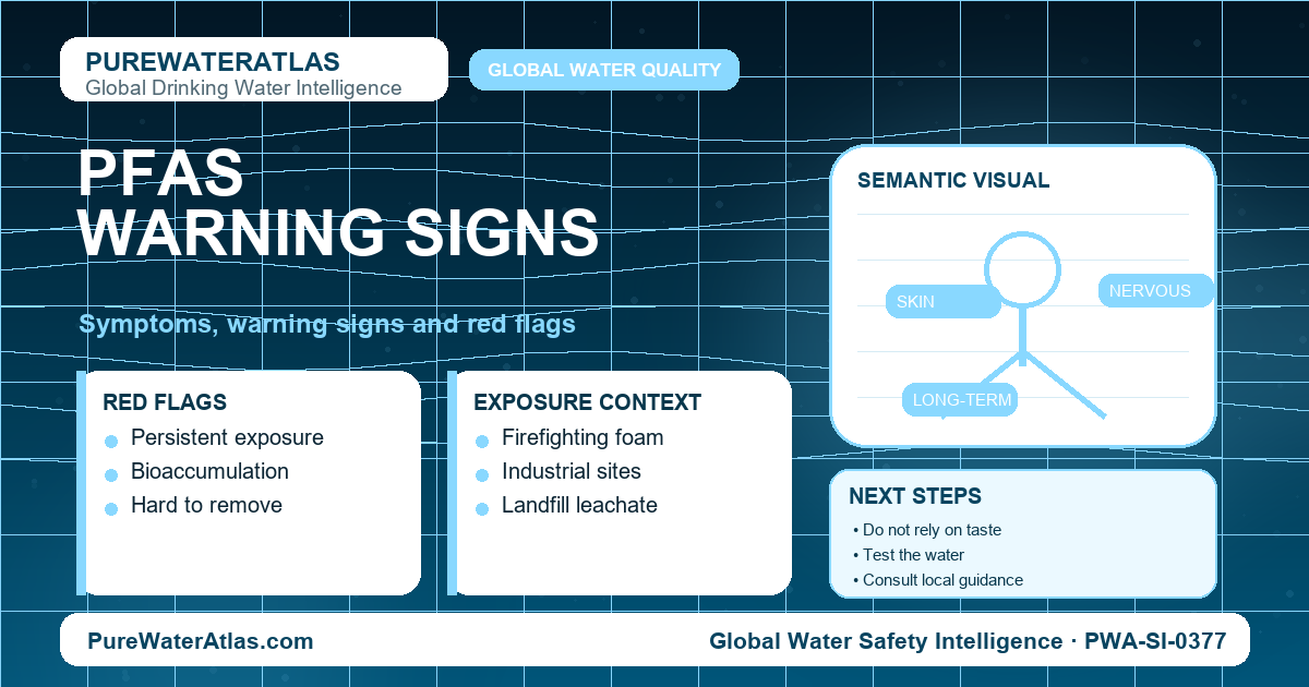 PFAS warning signs infographic showing symptoms