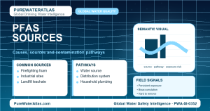 PFAS sources infographic showing contamination pathways