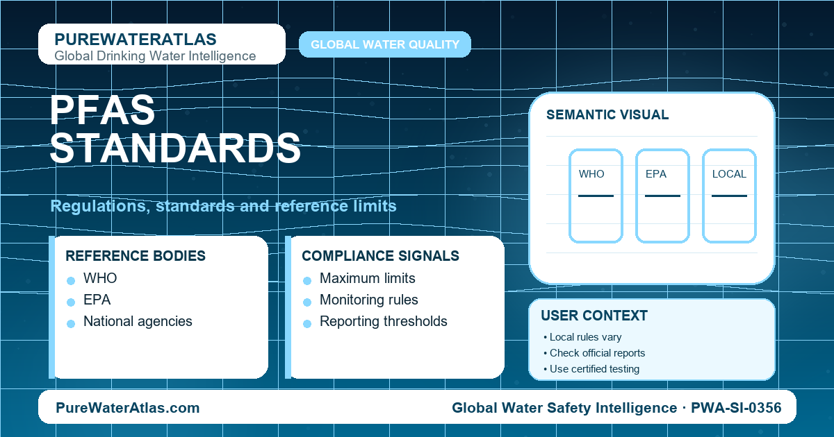 PFAS standards infographic showing reference limits